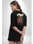 Bugün Değil Siyah Oversize Kadın Erkek Ön ve Sırt Baskılı T-Shirt 5
