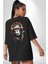 Kulaklık Maymun Müzik Dinliyor Siyah Oversize Kadın Erkek Ön ve Sırt Baskılı T-Shirt 5