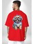 Shih Tzu Renkli Köpek Kırmızı Oversize Kadın Erkek Ön ve Sırt Baskılı T-Shirt 2