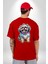 Shih Tzu Renkli Köpek Kırmızı Oversize Kadın Erkek Ön ve Sırt Baskılı T-Shirt 4
