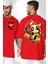 Pikachu Deadpool Tasarımı Kırmızı Oversize Kadın Erkek Ön ve Sırt Baskılı T-Shirt 1