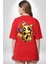 Pikachu Deadpool Tasarımı Kırmızı Oversize Kadın Erkek Ön ve Sırt Baskılı T-Shirt 4
