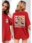 Positive Düşünce Kırmızı Oversize Kadın Erkek Ön ve Sırt Baskılı T-Shirt 1