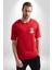 Positive Düşünce Kırmızı Oversize Kadın Erkek Ön ve Sırt Baskılı T-Shirt 5