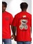 Gerçeklikten Uzak Tutun Kırmızı Oversize Kadın Erkek Ön ve Sırt Baskılı T-Shirt 1