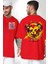 Sebep Olmadan Mutlu Ol Kırmızı Oversize Kadın Erkek Ön ve Sırt Baskılı T-Shirt 1