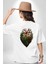 Doğanın Kalbi Yeşillikler Kalp Beyaz Oversize Kadın Erkek Ön ve Sırt Baskılı T-Shirt 2