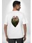 Doğanın Kalbi Yeşillikler Kalp Beyaz Oversize Kadın Erkek Ön ve Sırt Baskılı T-Shirt 4