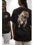 Jaguar Sırtından Çıkan Siyah Oversize Kadın Erkek Ön ve Sırt Baskılı T-Shirt 1