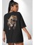 Jaguar Sırtından Çıkan Siyah Oversize Kadın Erkek Ön ve Sırt Baskılı T-Shirt 3