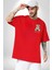 Ateşli Teddy Kırmızı Oversize Kadın Erkek Ön ve Sırt Baskılı T-Shirt 3