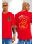 Artık Katlan Kırmızı Oversize Kadın Erkek Ön ve Sırt Baskılı T-Shirt 1