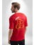 Artık Katlan Kırmızı Oversize Kadın Erkek Ön ve Sırt Baskılı T-Shirt 2