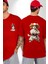 Cavailer King Charles Spaniel Karate Kırmızı Oversize Kadın Erkek Ön ve Sırt Baskılı T-Shirt 1