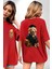 Okula Giden Öğrenci Golden Kırmızı Oversize Kadın Erkek Ön ve Sırt Baskılı T-Shirt 1