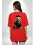 Okula Giden Öğrenci Golden Kırmızı Oversize Kadın Erkek Ön ve Sırt Baskılı T-Shirt 4