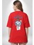 Süper Anne Anneler Günü Doğum Hediyesi Kırmızı Oversize Kadın Erkek Ön ve Sırt Baskılı T-Shirt 2