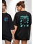 Histerik Siyah Oversize Kadın Erkek Ön ve Sırt Baskılı T-Shirt 1