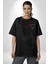 Gerçeklikten Uzak Tutun Siyah Oversize Kadın Erkek Ön ve Sırt Baskılı T-Shirt 4