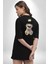 Gerçeklikten Uzak Tutun Siyah Oversize Kadın Erkek Ön ve Sırt Baskılı T-Shirt 5