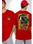 Anime Dragonball Cell Kırmızı Oversize Kadın Erkek Ön ve Sırt Baskılı T-Shirt 1