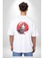 Uluyan Beyaz Kurt Beyaz Oversize Kadın Erkek Ön ve Sırt Baskılı T-Shirt 4