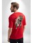 Jaguar Sırtından Çıkan Kırmızı Oversize Kadın Erkek Ön ve Sırt Baskılı T-Shirt 4