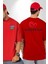 Azerbaycan Seviyorum I Love Azarbaycan Kırmızı Oversize Kadın Erkek Ön ve Sırt Baskılı T-Shirt 1