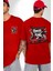 Japon Sokak Yarış Kralı Kırmızı Oversize Kadın Erkek Ön ve Sırt Baskılı T-Shirt 1