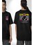 Panik Yok Teddy Siyah Oversize Kadın Erkek Ön ve Sırt Baskılı T-Shirt 1
