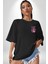 Panik Yok Teddy Siyah Oversize Kadın Erkek Ön ve Sırt Baskılı T-Shirt 3