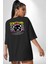 Panik Yok Teddy Siyah Oversize Kadın Erkek Ön ve Sırt Baskılı T-Shirt 4