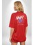 Asla Asla Deme Kırmızı Oversize Kadın Erkek Ön ve Sırt Baskılı T-Shirt 2