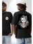 Anime Demon Slayer Siyah Oversize Kadın Erkek Ön ve Sırt Baskılı T-Shirt 1