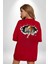 Kırık Duvar Kaplan Kırmızı Oversize Kadın Erkek Ön ve Sırt Baskılı T-Shirt 4