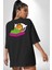 Garfield Uyku Siyah Oversize Kadın Erkek Ön ve Sırt Baskılı T-Shirt 3