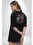 Kulaklık Kedi Müzik Tekir Siyah Oversize Kadın Erkek Ön ve Sırt Baskılı T-Shirt 3