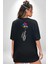 Gezegenler Balon Astronot Yükselişi Siyah Oversize Kadın Erkek Ön ve Sırt Baskılı T-Shirt 3