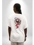 Beyaz ve Kırmızı Yılan Beyaz Oversize Kadın Erkek Ön ve Sırt Baskılı T-Shirt 4