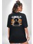 Yalnız Siyah Oversize Kadın Erkek Ön ve Sırt Baskılı T-Shirt 5