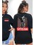 Şehir Sokak Stili Melek Heykeli Siyah Oversize Kadın Erkek Ön ve Sırt Baskılı T-Shirt 1