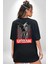 Şehir Sokak Stili Melek Heykeli Siyah Oversize Kadın Erkek Ön ve Sırt Baskılı T-Shirt 3