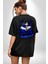 Sasuke Uchiha Anime Siyah Oversize Kadın Erkek Ön ve Sırt Baskılı T-Shirt 3