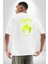 Sık Sık Mutlu Gülmek Teddy Bear Beyaz Oversize Kadın Erkek Ön ve Sırt Baskılı T-Shirt 2