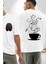 Kahve Müzik Nota Beyaz Oversize Kadın Erkek Ön ve Sırt Baskılı T-Shirt 1
