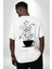 Kahve Müzik Nota Beyaz Oversize Kadın Erkek Ön ve Sırt Baskılı T-Shirt 4