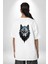 Mavi Kurt Robot Beyaz Oversize Kadın Erkek Ön ve Sırt Baskılı T-Shirt 2