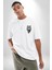 Mavi Kurt Robot Beyaz Oversize Kadın Erkek Ön ve Sırt Baskılı T-Shirt 5