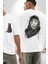 Safari Kedi Şal Eşarp Beyaz Oversize Kadın Erkek Ön ve Sırt Baskılı T-Shirt 1