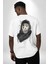 Safari Kedi Şal Eşarp Beyaz Oversize Kadın Erkek Ön ve Sırt Baskılı T-Shirt 4